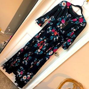 Long black floral dress